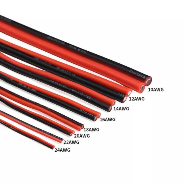 2-Core Twin Silicone Flexible Cable 10/12/14/16/18/20/24/26AWG Wire 200°C 600V