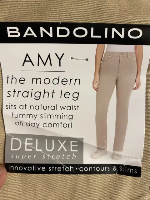 Bandolino Womens khaki Amy Straight Leg Jeans Size 10 Deluxe Stretch Slimming