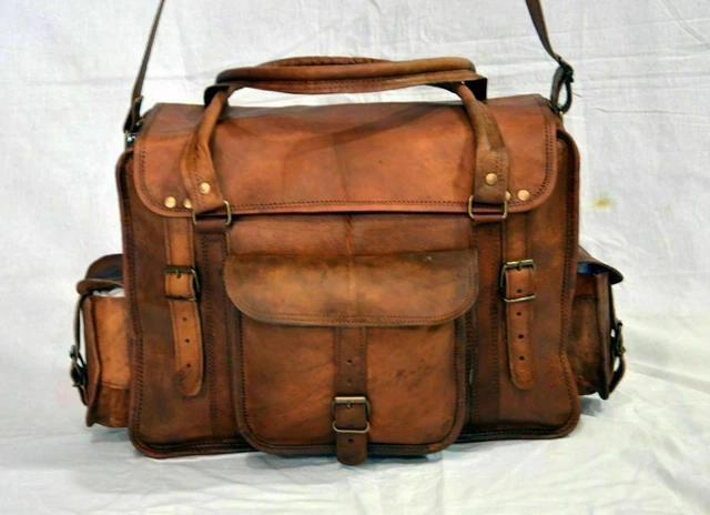 Femmes Véritable Sacoche Cuir Marron Satchel Sac Bandoulière Messager Neuf