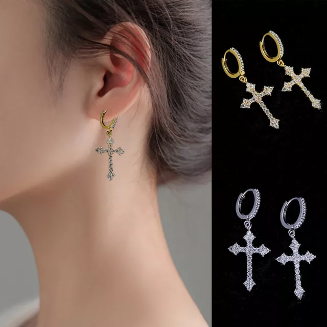 Ohrringe Ohrstecker Schmuck Zirkonia Kreuz Geometrische Stilvo ღ