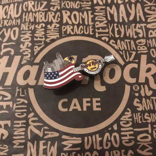 Hard Rock Cafe HRC * HOLLYWOOD * FLAG OVER CITY GUITAR SERIES Lapel Pin 🇺🇸