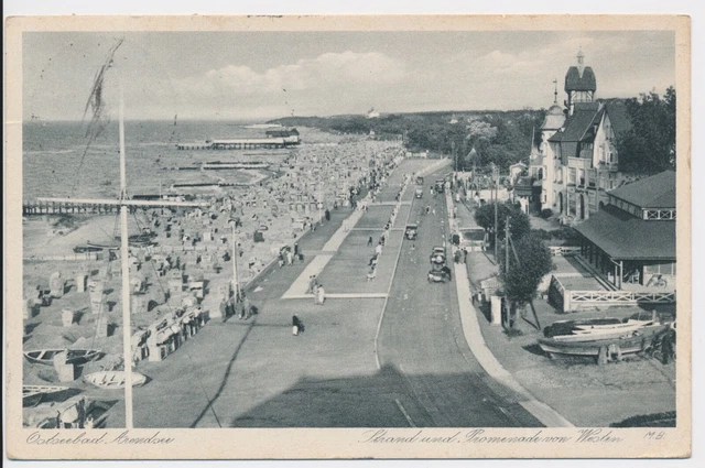 Alte Ak S/W Ostseebad Arendsee - Strand Und Promenade Von Westen 1933 Gelaufen!