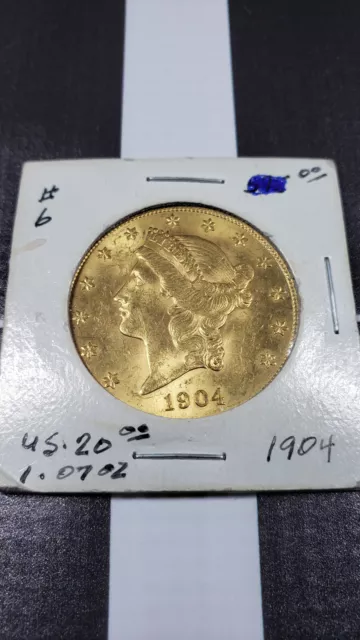 1904  Usa Twenty ($20) Dollar Liberty Head Double Eagle Gold Coin