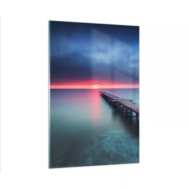 Impression sur Verre 80x120cm Tableaux Image Photo Pont Mer Paysage Decoration