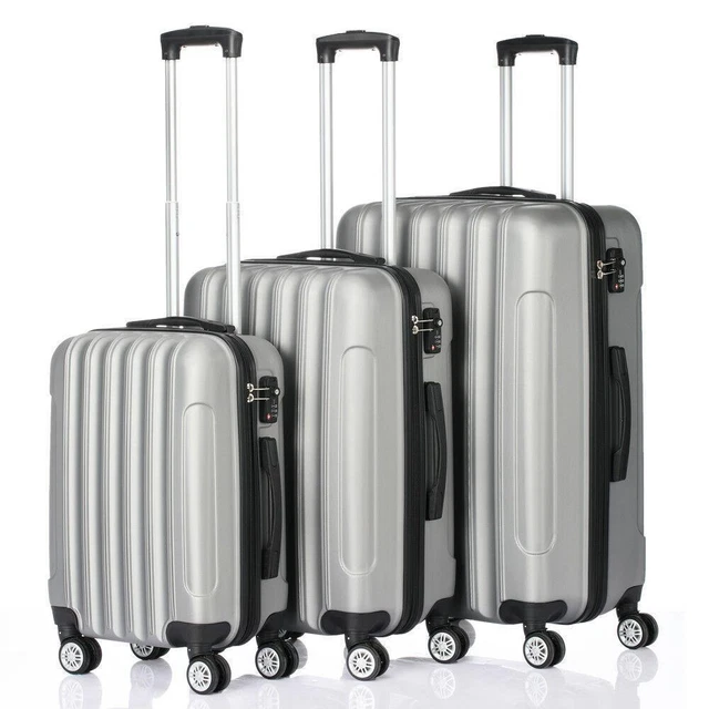 20 24 28" 3 Piece Nested Spinner Suitcase Luggage Set With TSA Lock Grey