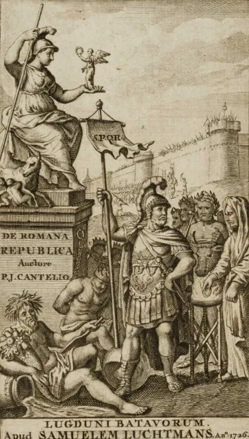 De Romana Republica, Frontispiz,  1741, KSt. Figürlich Unbekannt (18.Jhd)