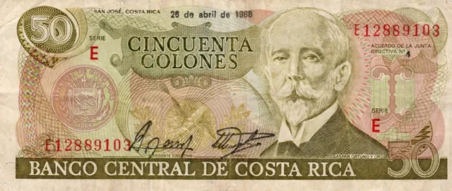 Banknote Costa Rica 50 Colones 1988 P253a.2