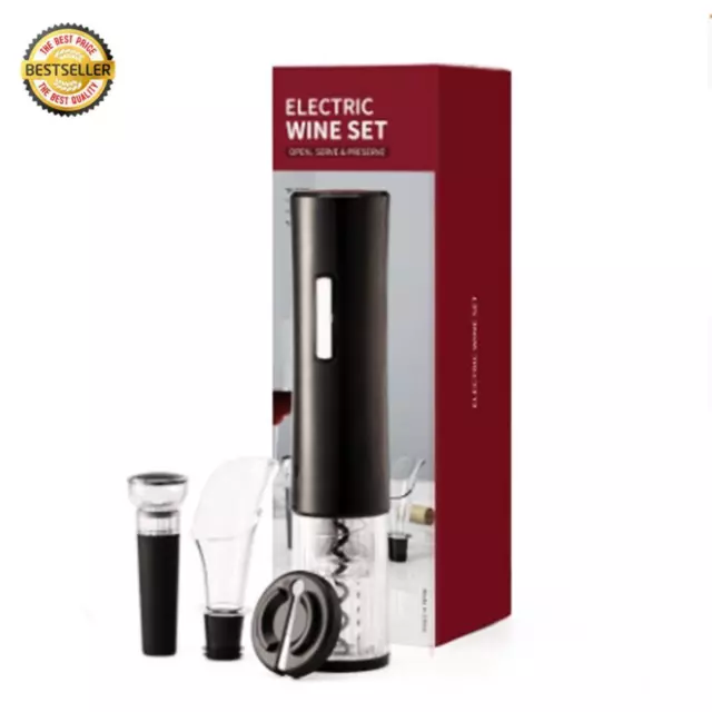 Electric Wine Bottle Corkscrew Opener Set with Foil Cutter,Pourer & Stopper