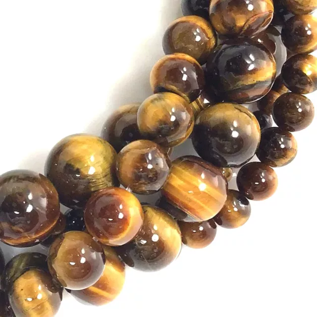 Genuine Natural Tiger's eye Round Loose Bead 15" strand 3 4mm 6mm 8mm 10mm 12mm