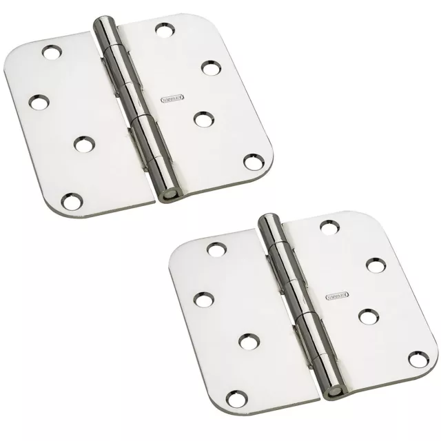Stanley RD758 4 Inch 5/8 inch Radius Bright Nickel Hinges Pack Of 2