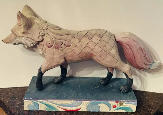 Distressed Jim Shore Rare Walking Fox Retired Heartwood Creek Garden Statue