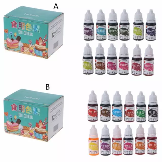 12 Color Natural Ink Food Coloring Cake Pastries Cookies Liquid Dye Pigment Kit