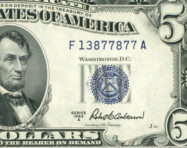 $5 1953 A ((HIGHER GRADE VF+++/XF)) Silver Certificate ** DAILY CURRENCY AUCTION