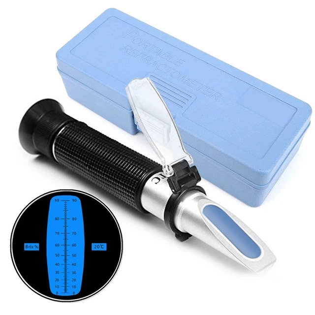 Brix Refractometer Handheld Sugar Content Fruit Juice Tester Instruments Box