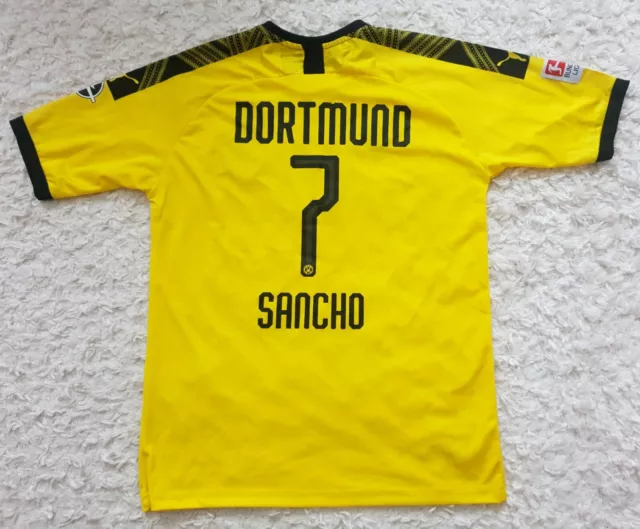 BORUSSIA DORTMUND 2019/2020 HOME FOOTBALL SHIRT SOCCER JERSEY XL  #7 Sancho