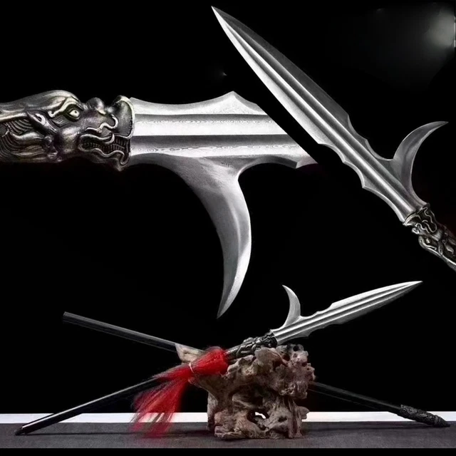 Excellent Hunting Fighting Long Spear Hand Forged Pattern STEEL Spearhead Hook