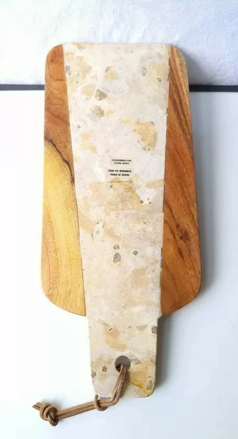 Anthropologie Cheese Board Marble & Acacia Wood. Heavy, Approx 40cm long.
