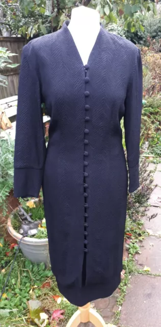 Vintage 80s Designer Jaeger chevron skirt and overcoat 2 piece suit UK 8/10