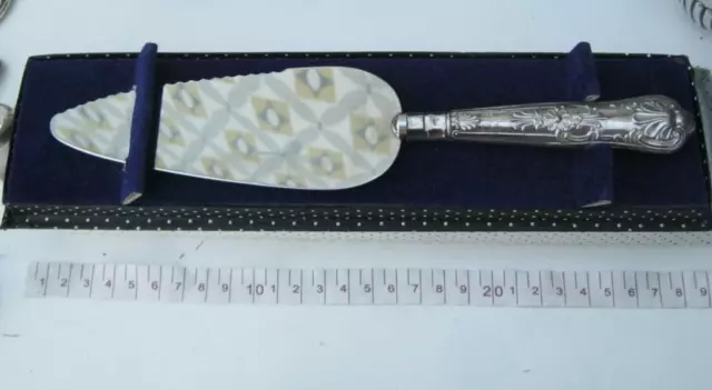 Fetta di torta argento sterling 1970 Sheffield in scatola originale - regalo di nozze