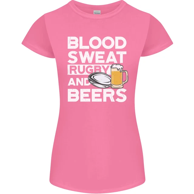 Blood Sweat Rugby and Beers T-shirt divertente da donna Petite Cut 3