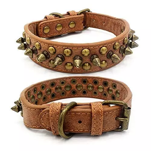 Mushrooms Spiked Rivet Studded Adjustable Pu Leather Pet Collars for Cats Pup...