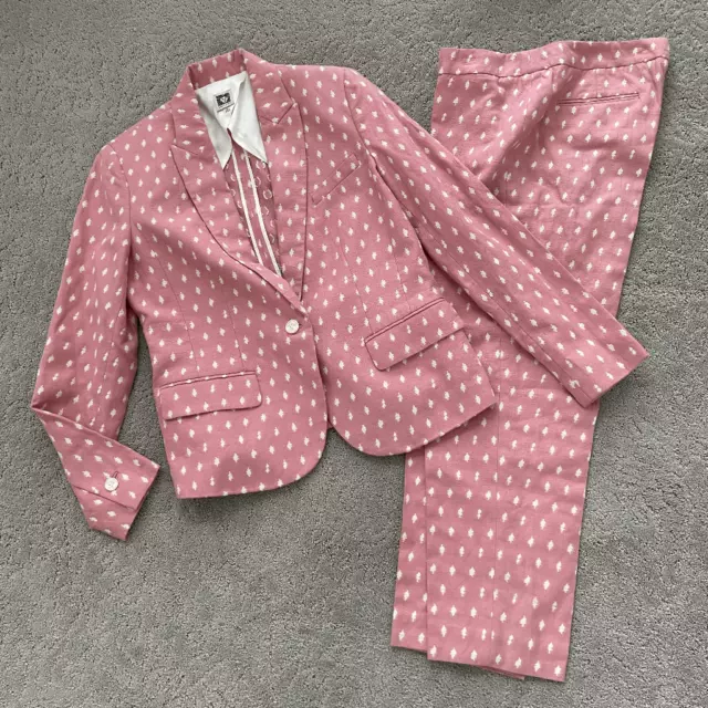 ANNE KLEIN NWOT Pink & White Jacquard Suit Set Cotton/Linen Blend - SZ ...