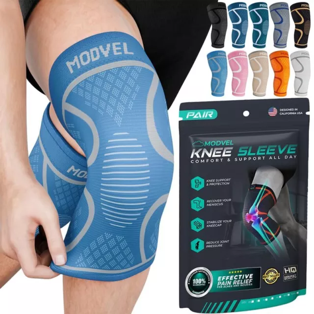 Modvel Compression Knee Brace for Women & Men - 2 Pack Knee Brace for Women R...