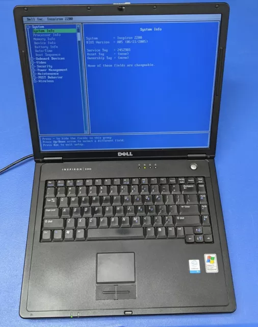 Dell Inspiron 2200 Laptop Celeron M 360 1.4 GHz 1 GB No HDD/Bad Battery