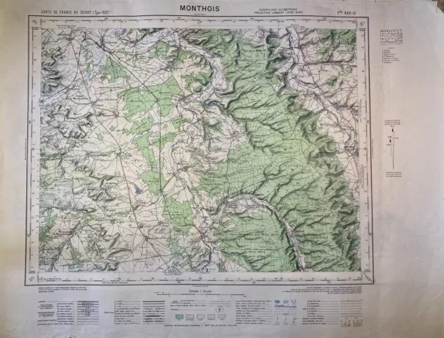 Carte IGN ancienne de Monthois et ses environs