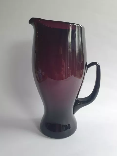 Mid Century Whitefriars Hand Blown Tall Amethyst Purple Glass Jug Pitcher