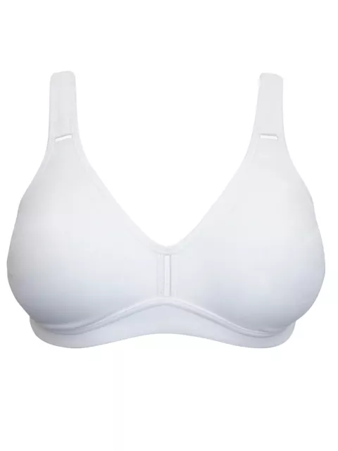 white, firm control, non wired, soft cup bra size 34 C D DD cup
