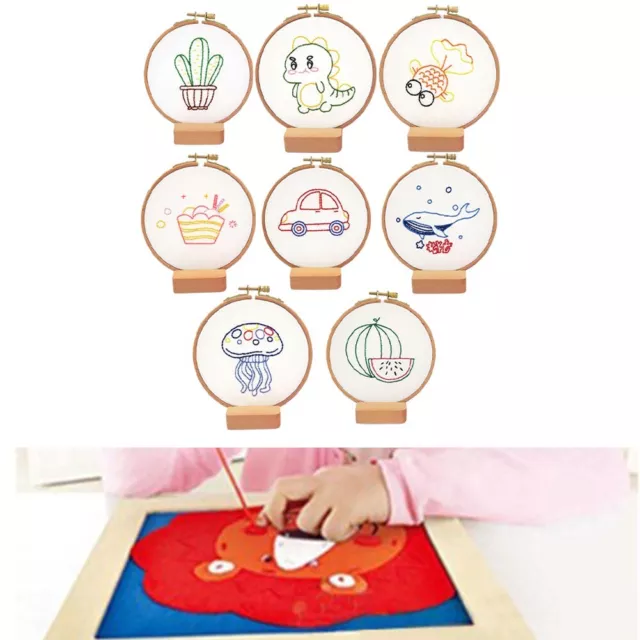DIY Craft Kit for Kids Children's Embroidery Material Package with Hoop
