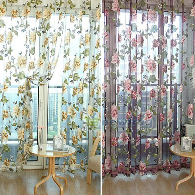 Tenda 100*200 cm fiori di peonia tenda porta finestra stanza divisore Valance*