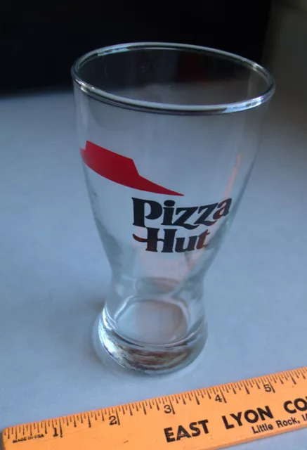 Vintage ERROR Pizza Hut Beer Drink Glass Fast Food Restaurant Logo Collectible
