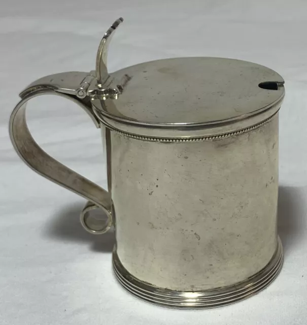 Stieff Sterling Silver Mustard Pot Solid Lidded Handled Mustard Pot