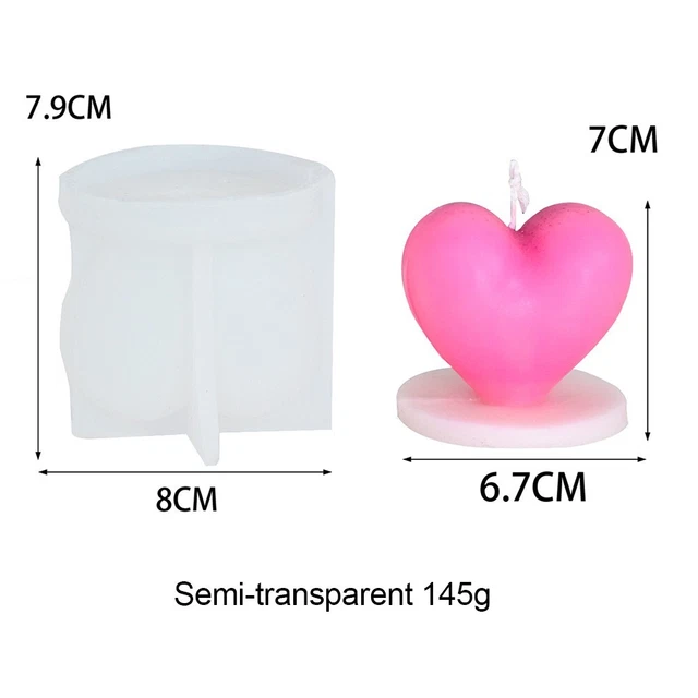 Moule en silicone en forme de bougie Love Heart avec base adaptée à divers mé