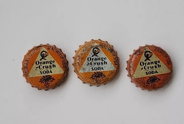 (3) South Carolina Orange Crush Cork Bottle Cap Palmetto Tree Crushy SC Tax Paid