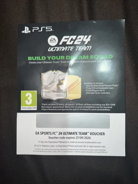 EA Sports FC24 PS5 Ultimate Team Voucher Code Fifa PlayStation