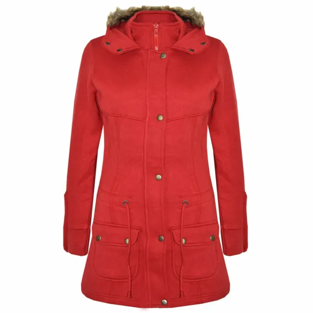 Kids Girls Coat Red Fleece Parka Jackets Long Faux Fur Hooded Winter Coats 5-13Y