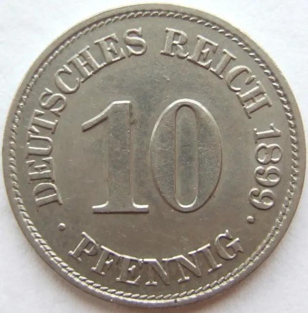 Moneta Reich Tedesco Impero Tedesco 10 Pfennig 1899 E IN Uncirculated