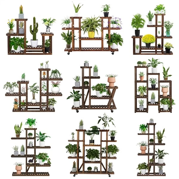 Scaffale In Legno A 6 Ripiani Per Piante - Perfetto Per Interni, Balcone O Giardino