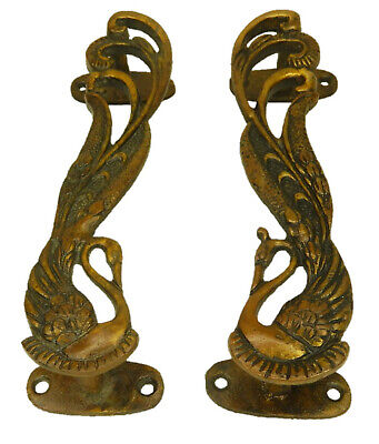 Brown Peacock Shape Vintage Antique Repro Handmade Brass Door Pull Handle & Knob