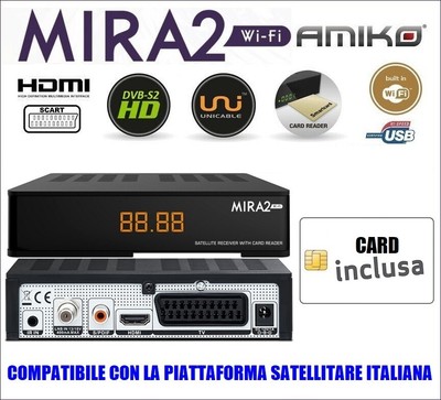 Amiko Decoder Satellitare Compatibile Tivusat Tivu Sat No Card SCR Compatibile Nuovo 