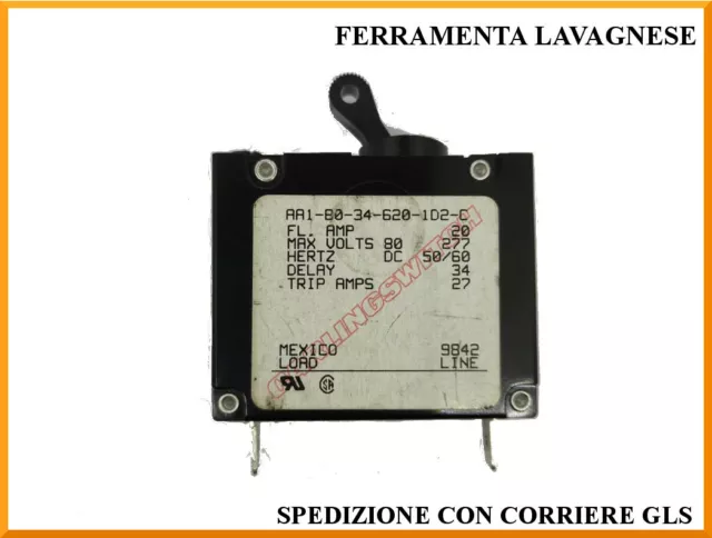 Interrupteur Magnétothermique Carling Switch 20 Ampère AA1-B0-34-620-1D2-C