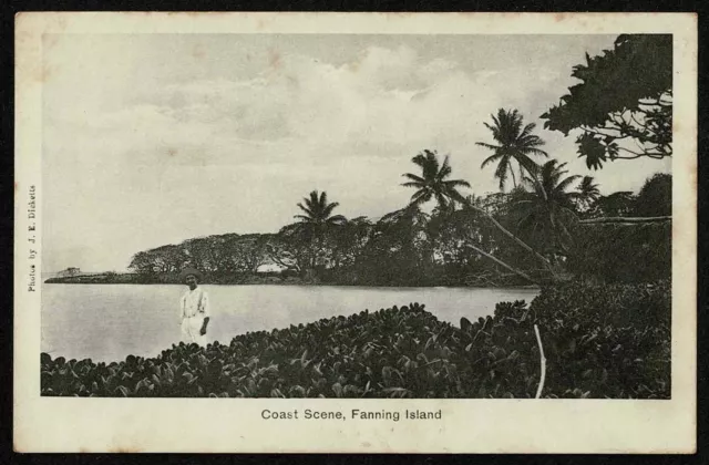 Fanning Island Küstenszene mit Native Photo Dicketts 1907 PC FIPC8 von My Coln