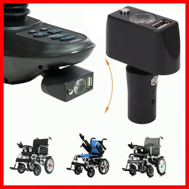 Luz eléctrica para silla de ruedas 3 pines XLR ángulo de cabeza LED alimentación USB silla de ruedas de carga