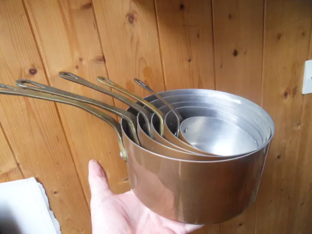 5 casserole poelon cuivre manche cuivre vintage french copper pan