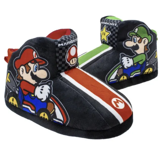 Youth Boys Mario Cart Slippers Size 4-5