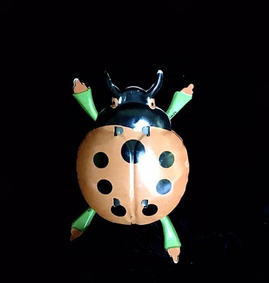 Vintage Made in Japan Halloween Litho Tin Beetle/Ladybug Animated Toy Complete