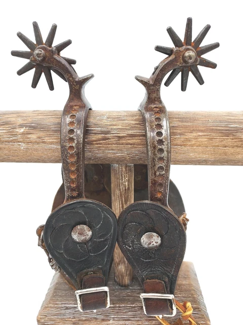 Early Buermann Unmarked Spurs With Leather Straps